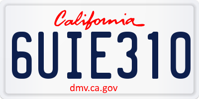 CA license plate 6UIE310