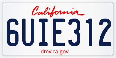 CA license plate 6UIE312