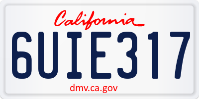 CA license plate 6UIE317