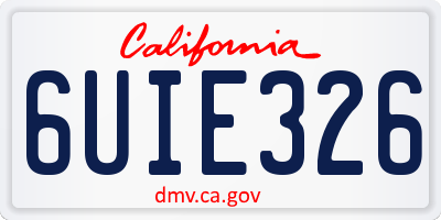 CA license plate 6UIE326