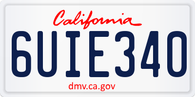 CA license plate 6UIE340