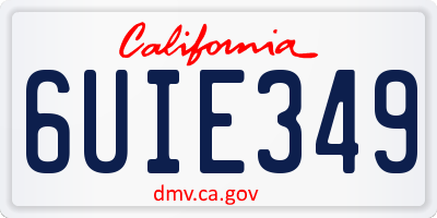 CA license plate 6UIE349