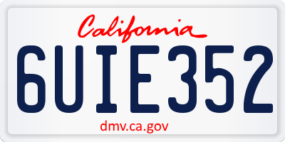 CA license plate 6UIE352