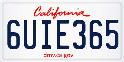 CA license plate 6UIE365