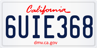 CA license plate 6UIE368