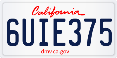 CA license plate 6UIE375