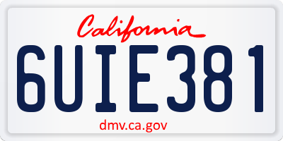 CA license plate 6UIE381
