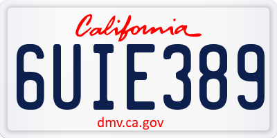 CA license plate 6UIE389