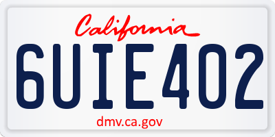 CA license plate 6UIE402