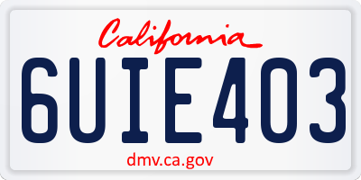 CA license plate 6UIE403