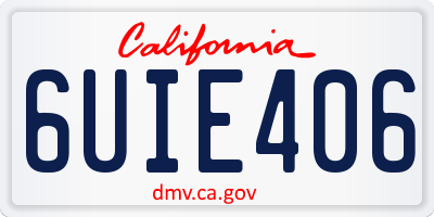 CA license plate 6UIE406