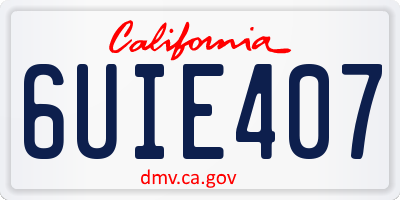 CA license plate 6UIE407