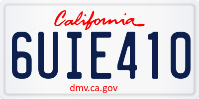 CA license plate 6UIE410