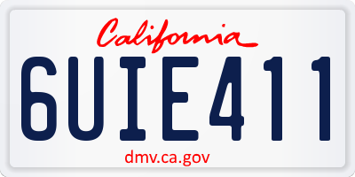 CA license plate 6UIE411