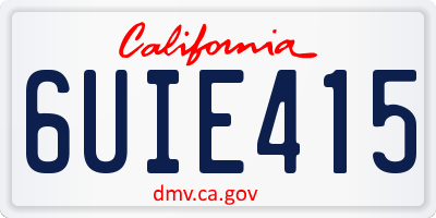 CA license plate 6UIE415
