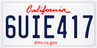CA license plate 6UIE417