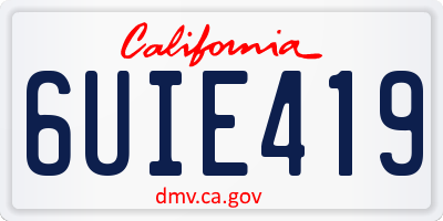 CA license plate 6UIE419