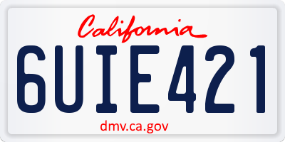 CA license plate 6UIE421