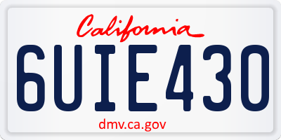 CA license plate 6UIE430