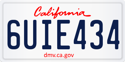 CA license plate 6UIE434