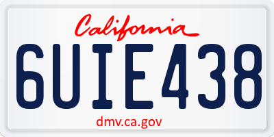 CA license plate 6UIE438