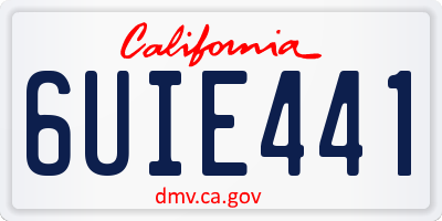 CA license plate 6UIE441