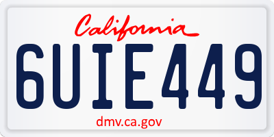 CA license plate 6UIE449