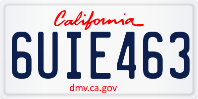 CA license plate 6UIE463