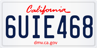CA license plate 6UIE468