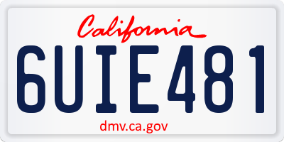 CA license plate 6UIE481