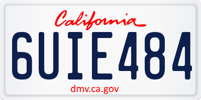 CA license plate 6UIE484