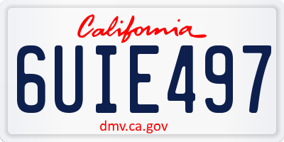 CA license plate 6UIE497