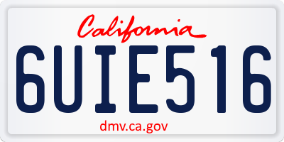 CA license plate 6UIE516