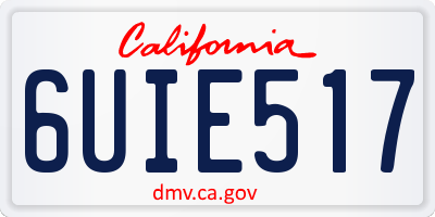 CA license plate 6UIE517