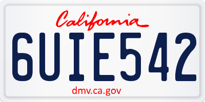 CA license plate 6UIE542