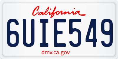 CA license plate 6UIE549