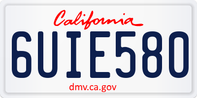 CA license plate 6UIE580
