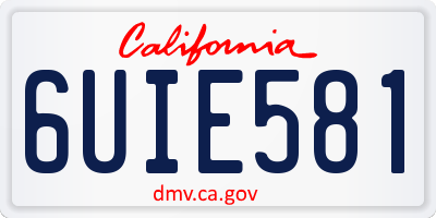 CA license plate 6UIE581