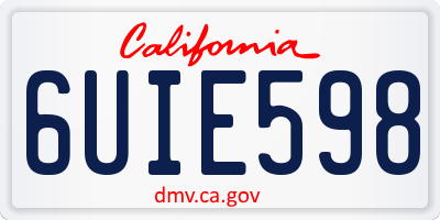 CA license plate 6UIE598