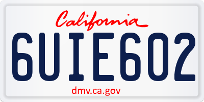 CA license plate 6UIE602