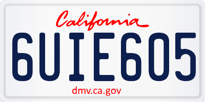 CA license plate 6UIE605