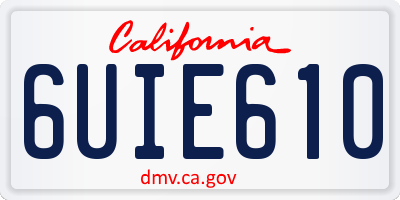 CA license plate 6UIE610