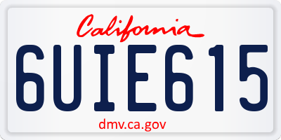 CA license plate 6UIE615