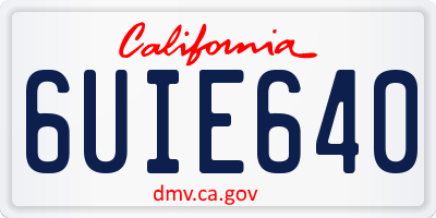 CA license plate 6UIE640