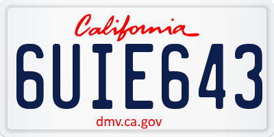 CA license plate 6UIE643