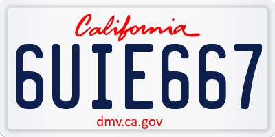 CA license plate 6UIE667