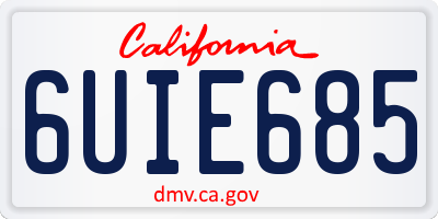 CA license plate 6UIE685