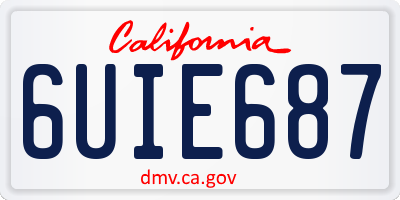 CA license plate 6UIE687