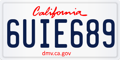 CA license plate 6UIE689