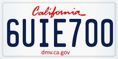 CA license plate 6UIE700